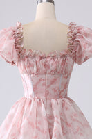 Load image into Gallery viewer, Light Blue A Line Square Neck Long Tiered Prom Dress With Short Sleeves