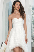 Load image into Gallery viewer, White High Low Flower Sweetheart Graduation Party Dress