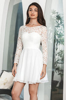 Load image into Gallery viewer, White Bateau Long Sleeves Backless Short Graduation Dress