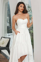 Load image into Gallery viewer, Simple White Asymmetrical Engagement Party Dress
