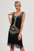 Load image into Gallery viewer, Champagne Gatsby 1920s Party Dress with Sequins and Fringes
