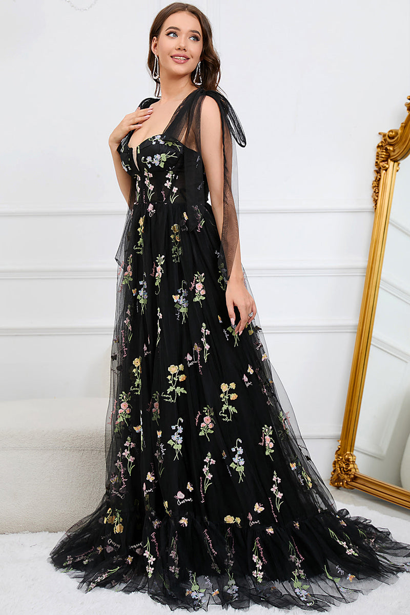 Load image into Gallery viewer, A-Line Grey Blue Princess Prom Dress With Embroidery