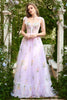 Load image into Gallery viewer, Lavender A Line Spaghetti Straps Long Corset Prom Dress With Embroidery