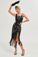 Load image into Gallery viewer, Champagne Spaghetti Straps Gatsby Fringed 1920s Flapper Dress