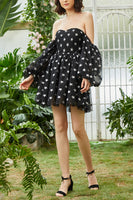 Load image into Gallery viewer, Black A Line Off the Shoulder Stars Short Homecoming Dress