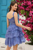 Load image into Gallery viewer, Sparkly Black Sweetheart A-Line Lace Tiered Short Homecoming Dress