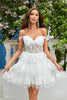 Load image into Gallery viewer, Sparkly Black Sweetheart A-Line Lace Tiered Short Homecoming Dress