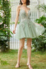 Load image into Gallery viewer, A Line Spaghetti Straps Green Short Homecoming Dress with Appliques