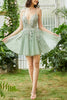 Load image into Gallery viewer, A Line Spaghetti Straps Green Short Homecoming Dress with Appliques