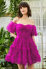 Load image into Gallery viewer, Pink A Line Off The Shoulder Corset Tulle Short Homecoming Dress