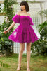 Load image into Gallery viewer, Pink A Line Off The Shoulder Corset Tulle Short Homecoming Dress
