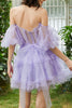 Load image into Gallery viewer, Blue A Line Off The Shoulder Corset Tulle Short Homecoming Dress