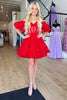 Load image into Gallery viewer, Red Tulle Off The Shoulder Corset Homecoming Dress