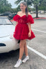 Load image into Gallery viewer, Pink A Line Off The Shoulder Corset Tulle Short Homecoming Dress