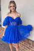 Load image into Gallery viewer, Pink A Line Off The Shoulder Corset Tulle Short Homecoming Dress
