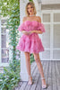 Load image into Gallery viewer, Blue A Line Off The Shoulder Corset Tulle Short Homecoming Dress