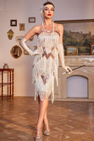 Load image into Gallery viewer, Black Spaghetti Straps Sequins 1920s Dress with Fringes