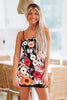 Load image into Gallery viewer, Black Sheath Spaghetti Straps Floral Printed Homecoming Dress with 3D Flowers