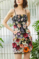 Load image into Gallery viewer, Blush Sheath Spaghetti Straps Floral Printed Homecoming Dress with 3D Flowers