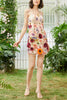 Load image into Gallery viewer, Blush Sheath Spaghetti Straps Floral Printed Homecoming Dress with 3D Flowers