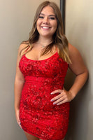 Load image into Gallery viewer, Blue Stylish Bodycon Spaghetti Straps Short Homecoming Dress with Sequins