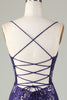 Load image into Gallery viewer, Sparkly Dark Purple Beaded Sequins Tight Short Homecoming Dress With Butterflies