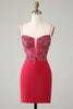 Load image into Gallery viewer, Sheath Spaghetti Straps Lilac Short Homecoming Dress with Beading