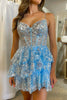Load image into Gallery viewer, Sparkly Navy Spaghetti Straps Sequins Short Homecoming Dress