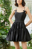 Load image into Gallery viewer, A-Line Spaghetti Straps Black Corset Short Homecoming Dress