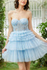 Load image into Gallery viewer, A-Line Sweetheart Pink Corset Short Homecoming Dress with Lace