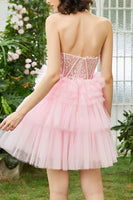 Load image into Gallery viewer, A-Line Sweetheart Blue Corset Tulle Short Homecoming Dress