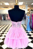 Load image into Gallery viewer, A-Line Sweetheart Pink Corset Short Homecoming Dress with Lace