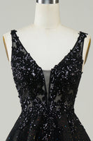 Load image into Gallery viewer, A Line Fuchsia V Neck Sequins Corset Short Homecoming Dress