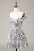 Load image into Gallery viewer, Sparkly Golden A Line Off the Shoulder Corset Homecoming Dress with Tiered Lace