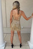 Load image into Gallery viewer, Sparkly Sequined Gold Tight Short Homecoming Dress with Fringes