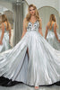 Load image into Gallery viewer, Glitter Silver Backless Long Mirror Prom Dress