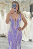 Load image into Gallery viewer, Sparkly Purple Mermaid Backless Long Prom Dress With Sequins