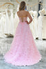 Load image into Gallery viewer, Pink A Line Sweetheart Tiered Long Corset Prom Dress
