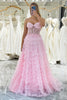 Load image into Gallery viewer, A Line Coral Sweetheart Tiered Long Corset Prom Dress
