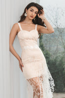 Load image into Gallery viewer, White Champagne Lace Ruffled Bodycon Engagement Party Dress