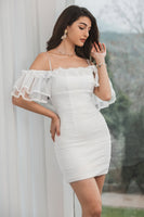 Load image into Gallery viewer, White Bodycon Ruffled Short Graduation Dress