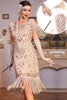 Load image into Gallery viewer, Champagne Sequined Fringed 1920 Dress with 20s Accessories Set