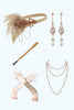 Load image into Gallery viewer, Sparkly Apricot Fringed Bodycon Flapper Dress with 20s Accessories Set