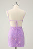 Load image into Gallery viewer, Sparkly Purple Spaghetti Straps Bodycon Homcoming Dress with Sequins