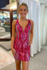 Load image into Gallery viewer, Dark Purple V-Neck Bodycon Homecoming Dress with Sequins