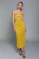 Load image into Gallery viewer, Dusty Blue Sheath Cut Out Satin Sweetheart Long Formal Dress