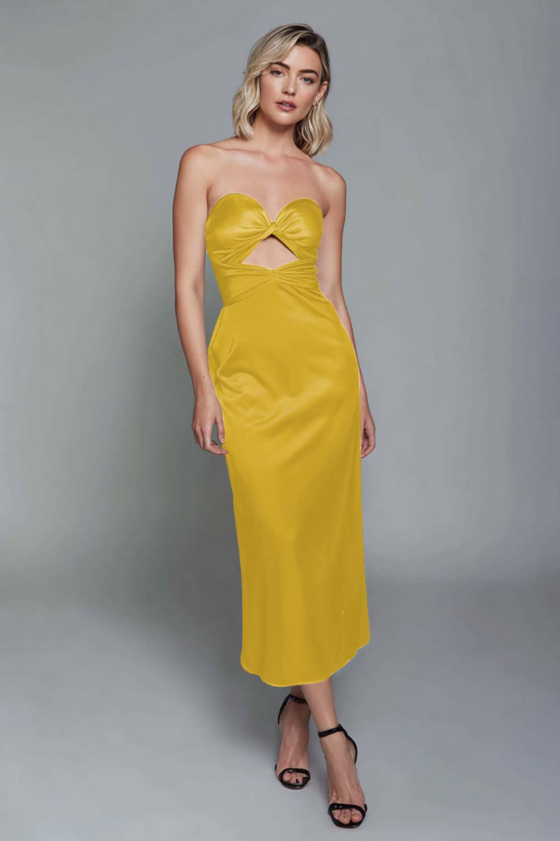 Load image into Gallery viewer, Dusty Blue Sheath Cut Out Satin Sweetheart Long Formal Dress