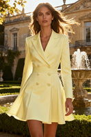 Load image into Gallery viewer, White A Line Peak Lapel Double Breasted Short Work Dress