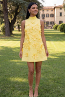 Load image into Gallery viewer, Lilac High Neck A Line Short Floral Homecoming Dress