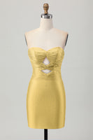 Load image into Gallery viewer, Queendancer Women Sparkly Red Tight Short Homecoming Dress with Keyholes Beaded Sweetheart Strapless Lace Up Back Satin Cocktail Dress